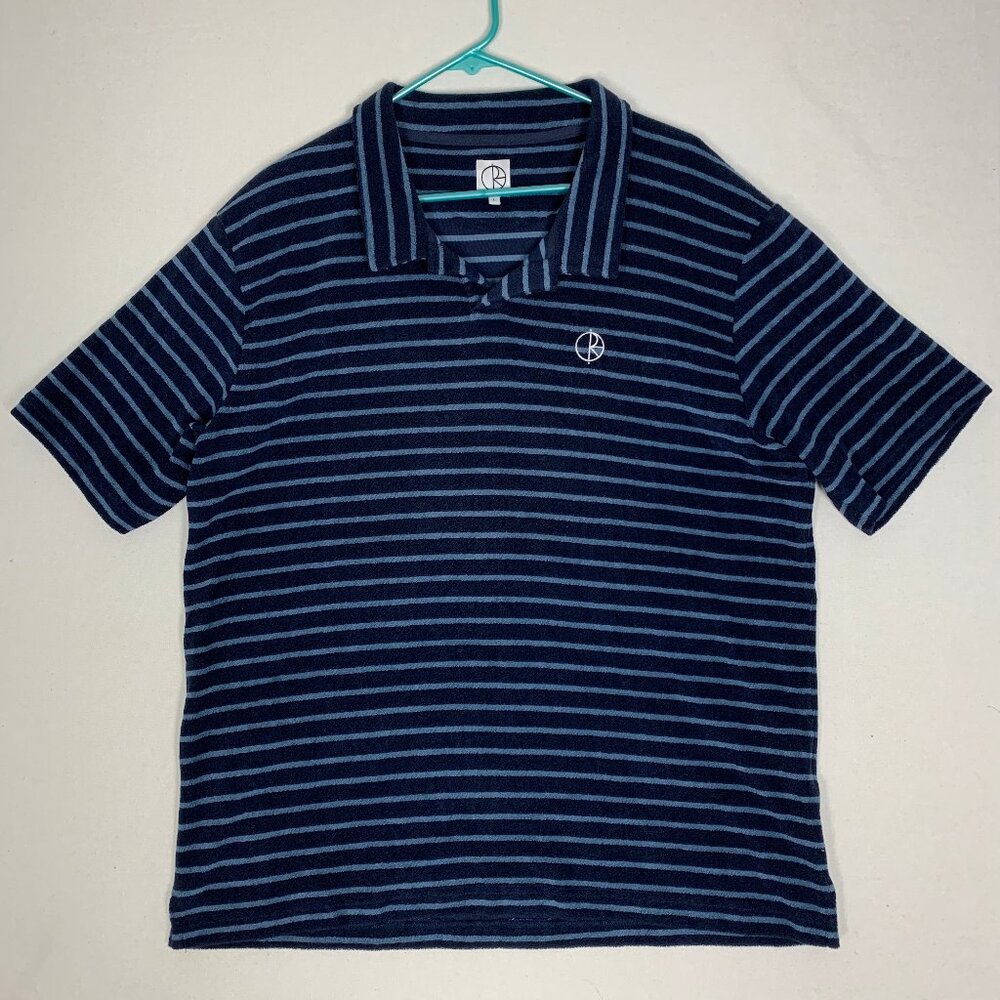 Polar Skate Co Serge Striped Polo Navy Blue